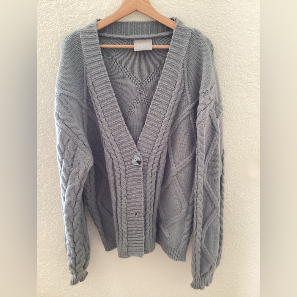 Taylor Swift Gray Tortured Poets Department Sweater Cardigan Cable knit